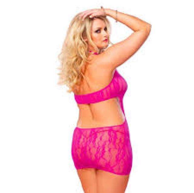Leg Avenue Floral Lace Chemise Pink UK 16 to 18 3 Image