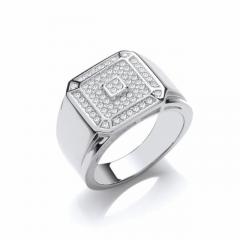 Silver Signet Style Cluster Ring From David Deyong