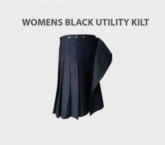 Womens Black Utility Kilt
