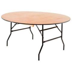 5Ft 6In Round Wooden Folding Table 168Cm Diamete