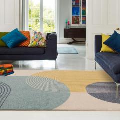Buy Muse Mu15 Blue Retro Abstract Rug By Asiatic