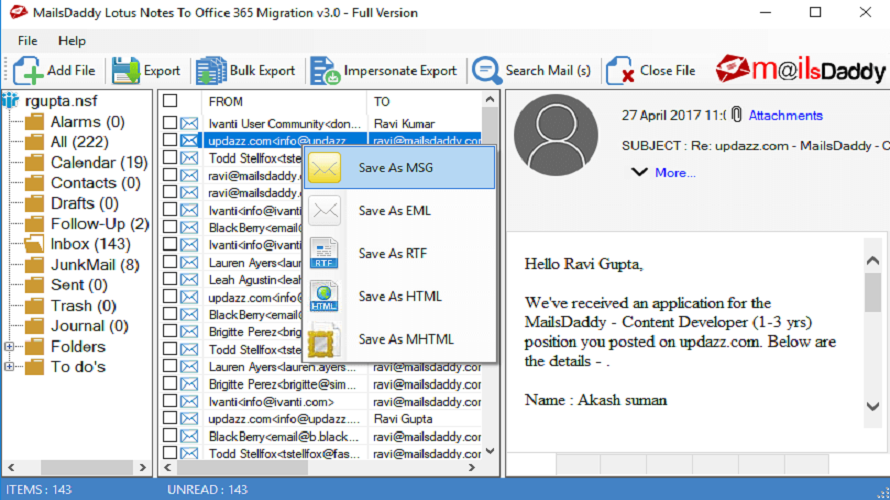 MailsDaddy Lotus Notes to Office 365 Migration Tool 4 Image