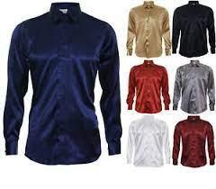Shop Mens Blue Satin Silk Shirt Smart Casual But