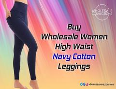 Buy Wholesale Women High Waist Navy Cotton Leggi