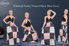 Get The Wholesale Paisley Printed Black Maxi Dre
