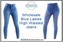 Buy Wholesale Blue Ladies High Waisted Jeans