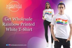 Get Wholesale Rainbow Printed White T-Shirt