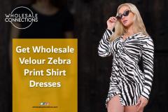 Get Wholesale Velour Zebra Print Shirt Dresses