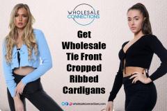 Get Wholesale Tie Front Cropped Ribbed Cardigans