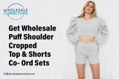 Get Wholesale Puff Shoulder Cropped Top And Shor