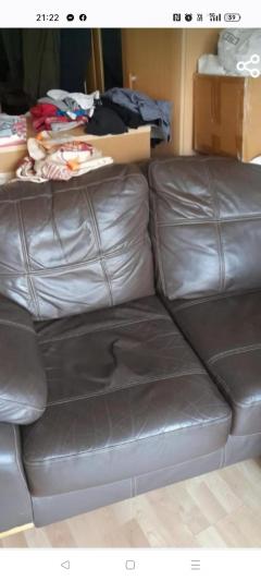 2 Seater Brown Chocolate Leather Sofa