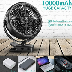 8 Inch Misting Fan With Clip, 10000Mah Rechargea