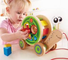 Hape Walk-A-Long Snail Toddler Wooden Pull Toy