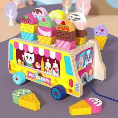 Wooden Ice Cream Truck Toy Magnetic Diy Ice Crea