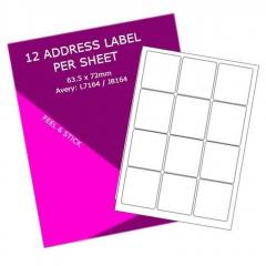 12 Label Per Sheet  Crystal Mailing