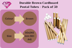 Durable Brown Cardboard Postal Tubes  Pack Of 50