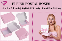 Stylish F3 Pink Pip Boxes  6X6X2.5 Cardboard Pac