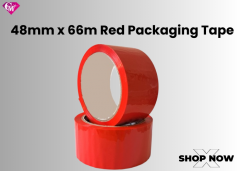 48Mm X 66M Red Packaging Tape  Strong Red Packin