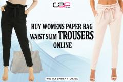Buy Womens Paper Bag Waist Slim Trousers Online
