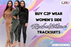 Buy C2P Wear Womens Side Ruched Velour Tracksuit