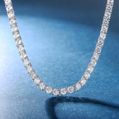 Diamond Line Necklace Round Diamonds For Sale
