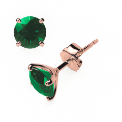 Emerald Earrings 0.20 Ctw Studs 4 Claw 18K Rose 