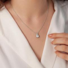 A Stunning Solitaire Diamond Pendant For Sale