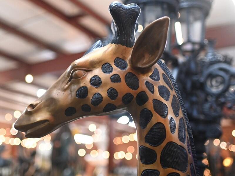Pair XL Bronze Giraffe Statues Garden Casting Giraffes 3 Image