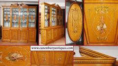 Regency Sheraton Satinwood Breakfront Bookcase