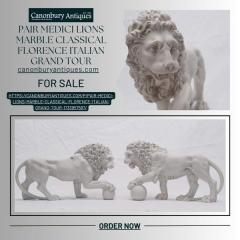 For Sale Pair Of Medici Lions Marble Sculptures
