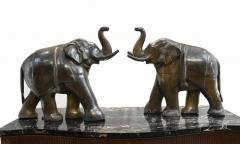 Pair Antique Bronze Indian Elephants 1930