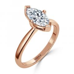Taper Band Marquise Diamond Solitaire Ring For S