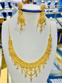 22Ct Gold Filigree Necklace Set  2.50 Inches