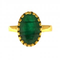 22Ct Gold Real Emerald Ring  Size L