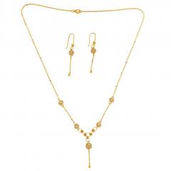 22Ct Gold Necklace Set  Length 17.25 Inches