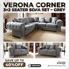 Verona Corner  32 Seater Sofa Set  Grey