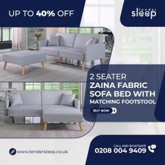2 Seater Zaina Fabric Sofa Bed With Matching Foo