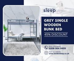 Grey Single Wooden Bunk Bed