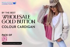 Buy The Best Wholesale Gold Button Colour Cardig