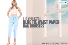 Get Wholesale Blue Tie Waist Paper Bag Trousers
