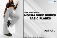 Get Wholesale Mocha Wide Ribbed Basic Flares