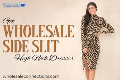 Get Wholesale Side Slit High Neck Dresses