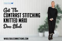 Get The Contrast Stitching Knitted Maxi Dress Bl