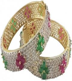 Ethnic Handmade Cz Ad Gold Plated Multi Color Ba