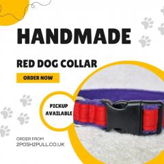 Red Colour Dog Collar - Handmade Colour - 2Posh2