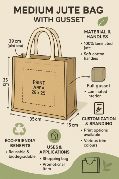 Medium Jute Bags  Eco-Friendly Reusable Tote Bag