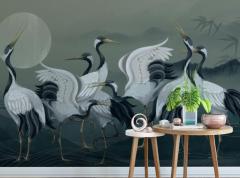 Elegant Crane Birds Wallpaper - Serene And Styli