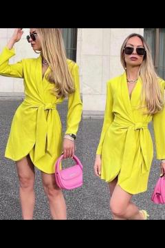 Zara Woman Nwt Ss22 Lime Green Pareo Mini Dress 