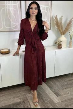 Zara Woman Nwt Ss22 Burgundy Long Jacquard Dress