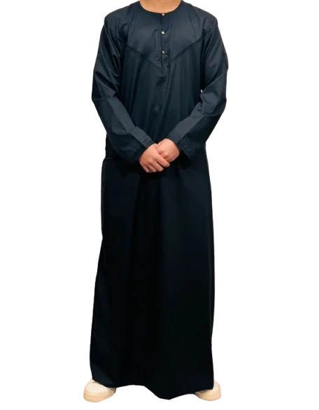 Elegant Black Omani Thobe For Men - Timeless Style 2 Image